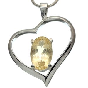 Colgante corazón de plata 925 con piedra natural de cuarzo citrino