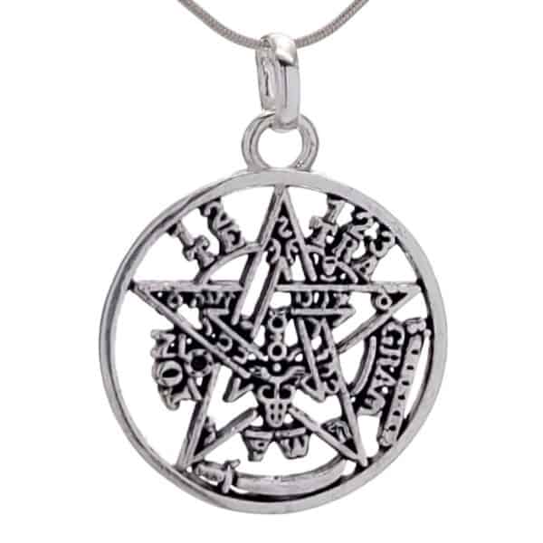 Colgante pentagrama tetragramatón de plata 925 de 32 x 23 mm (2)