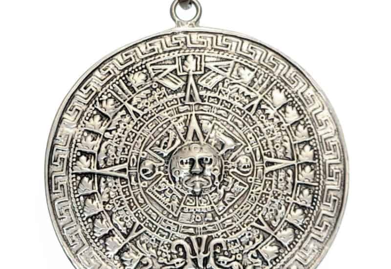 Colgante 6,6 cms. Calendario Azteca en plata