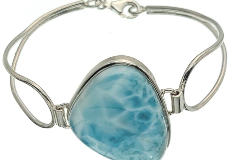 Pulsera con larimar de República Dominicana en plata 925