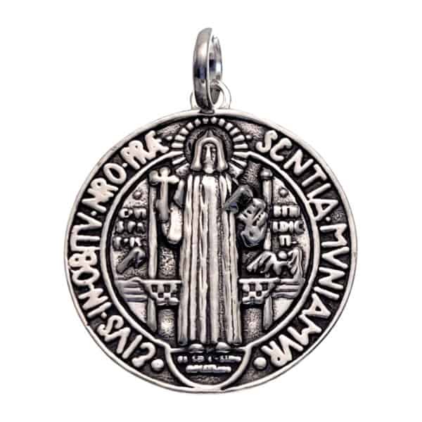 Colgante medalla de San Benito en plata de 3,4 centímetros. rf (1)