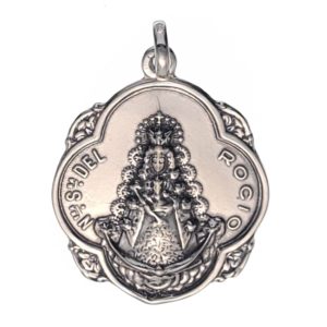 Medalla Pandereta Virgen del Rocío en plata.