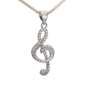 Colgante plata clave de sol de circonitas Colgante plata clave de sol de circonitas