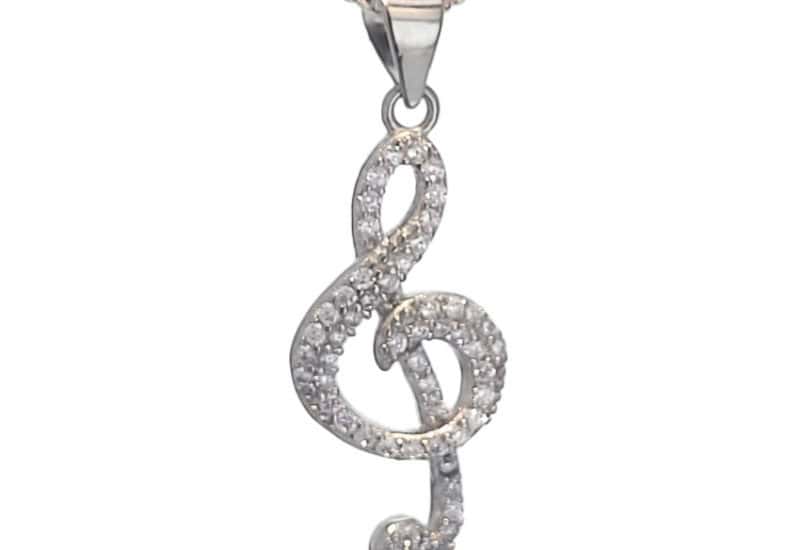 Colgante plata clave de sol de circonitas