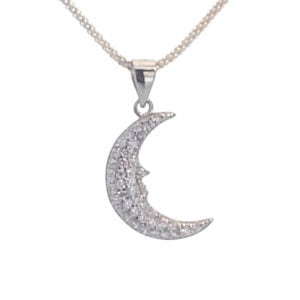 Colgante plata media luna de circonitas Colgante plata media luna de circonitas