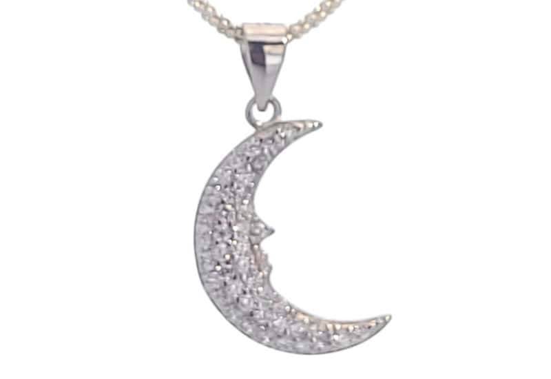 Colgante plata media luna de circonitas