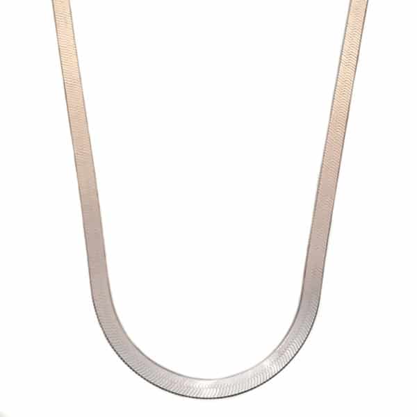 Gargantilla plana de plata de 4 mm x 40 centímetros de largo (1) Gargantilla plana de plata de 4 mm x 40 centímetros de largo (1)