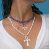 cruz de la vida y ojo de horus y collar de amatista