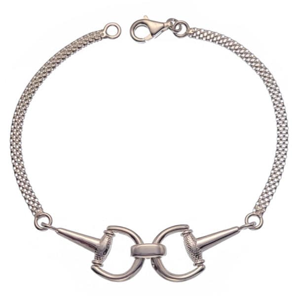 Pulsera combi eslabón estribo bocado con cadena de malla