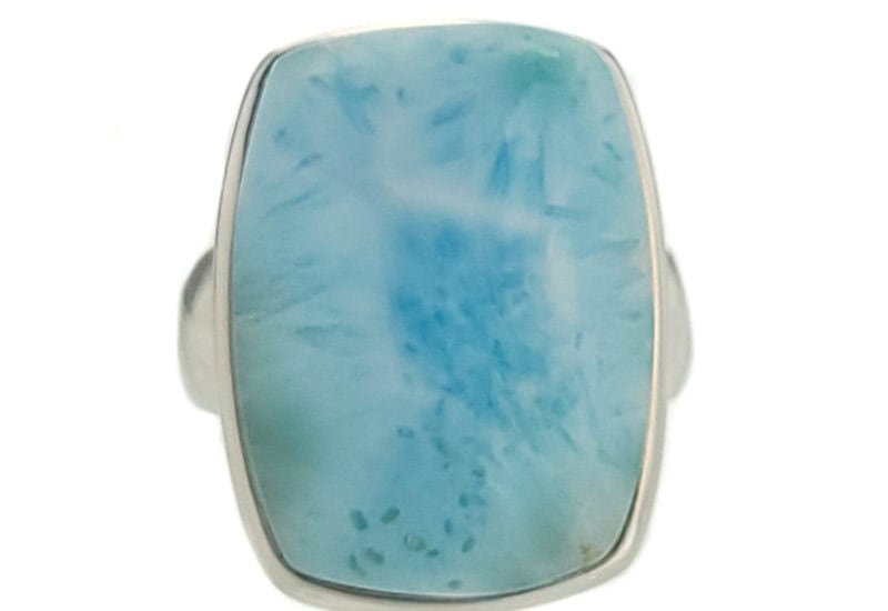 Anillo piedra pectolita larimar en plata talla 15