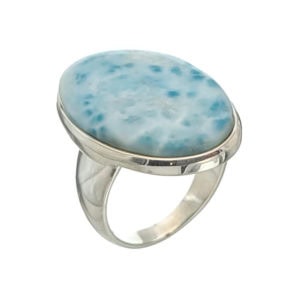 Anillo de pectolita, variedad Larimar talla 20