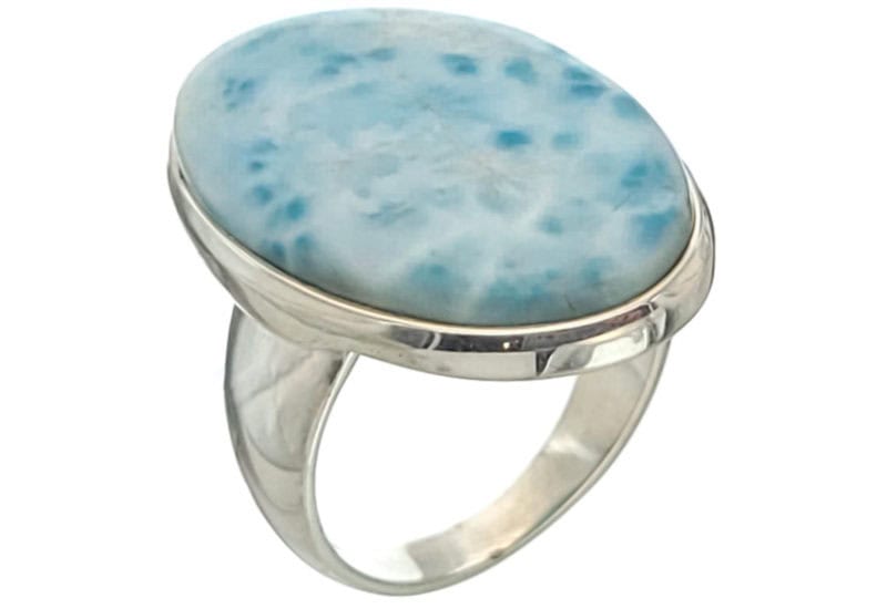 Anillo de pectolita, variedad Larimar talla 20