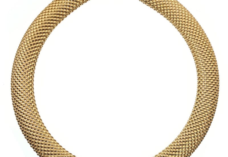 Gargantilla 🔝 de malla 44,5 cms. de plata con chapado de oro