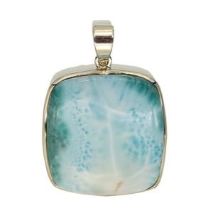 Colgante pectolita larimar de 31x30 mm. en plata 925.