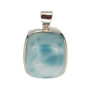 Colgante pectolita larimar de 25x22 mm. en plata 925.