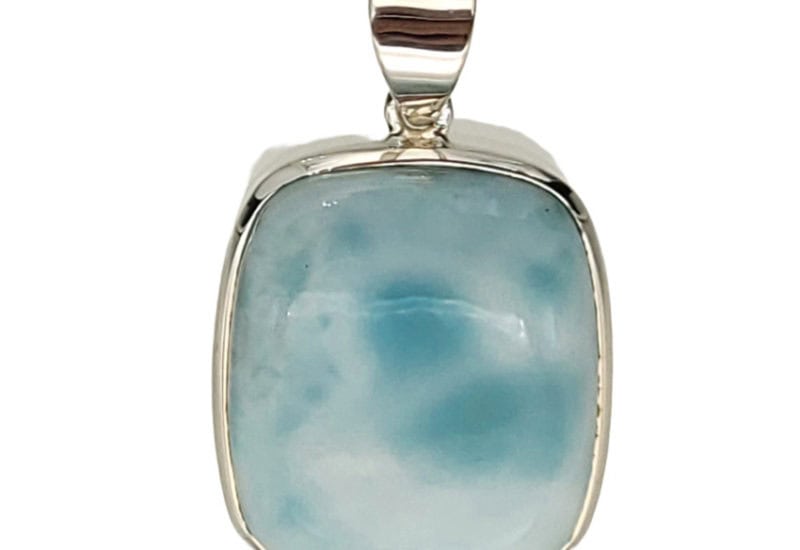 Colgante pectolita larimar de 25×22 mm. en plata 925.