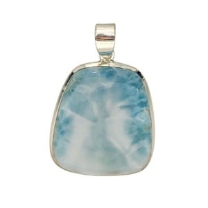 Colgante de auténtico larimar de 33x30 mm. en plata