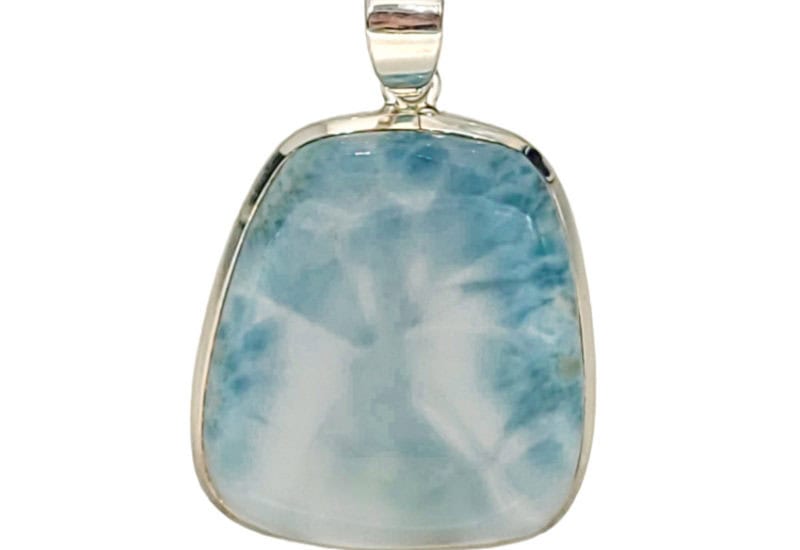 Colgante de auténtico larimar de 33×30 mm. en plata