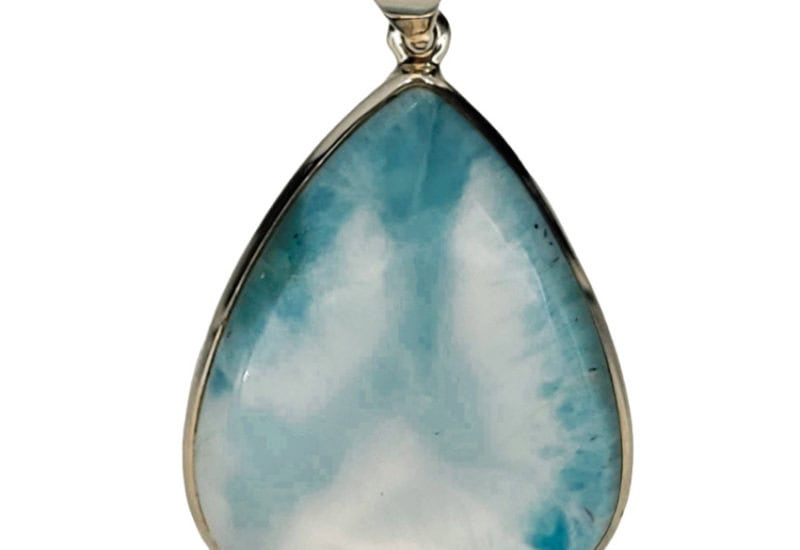 Colgante 53×33 mm. lágrima de larimar montado en plata 925