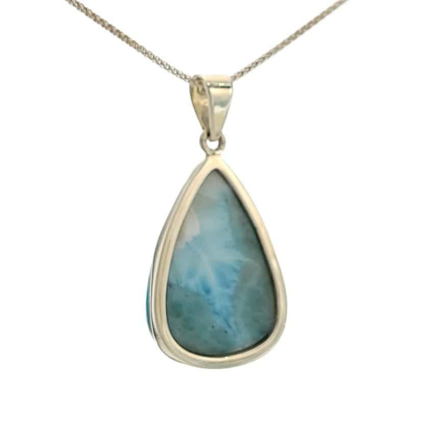 Colgante de plata 925 con lágrima de larimar de 30×19 mm. (4) Colgante de plata 925 con lágrima de larimar de 30×19 mm. (4)