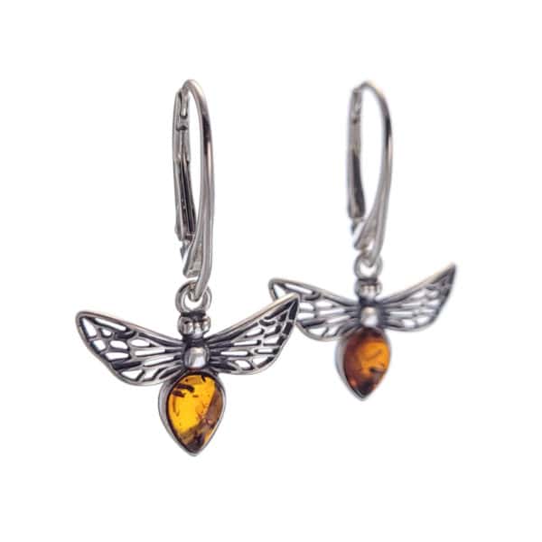 pendientes abeja de ámbar y plata (2)