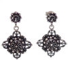 Pendientes largos doble botón charro de plata 925 (2)