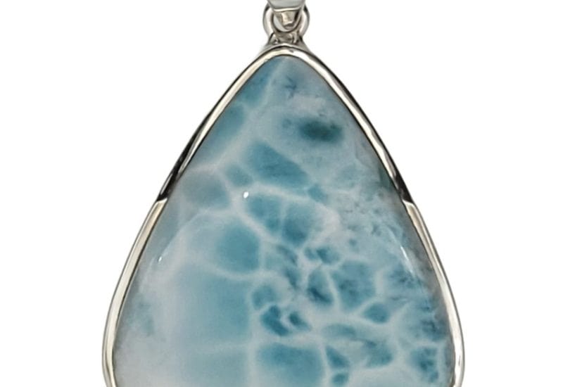 Colgante de plata 925 de 57×37 mm.  con increíble piedra de larimar