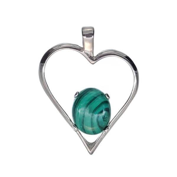 Colgante corazón de malaquita en plata de 33 x 27 mm (2)