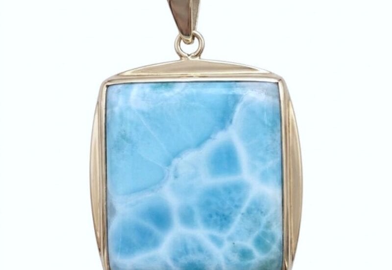 Colgante rectangular de larimar en plata 925