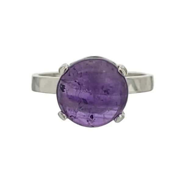 Anillo de plata con engarce piedra amatista de 10 mm (1)