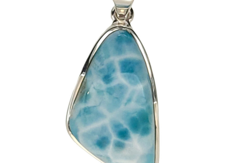 Colgante de 44 x 19 mm de larimar montado en plata 925