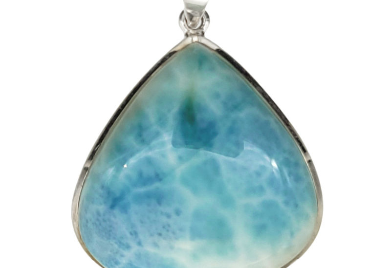 Colgante de 36,4 x 47 mm. piedra semipreciosa de larimar en plata 925