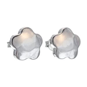 Pendientes flor lisa de plata