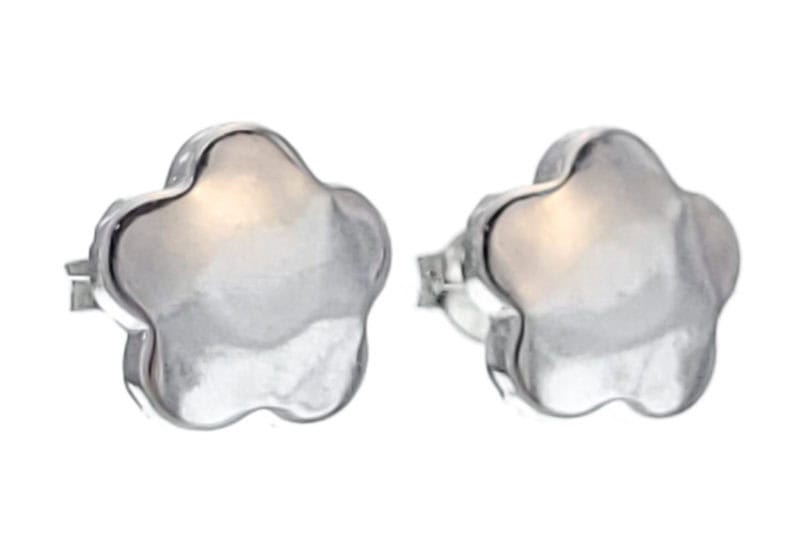 Pendientes flor lisa de plata