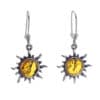 Pendientes sol de plata y ámbar de gancho hippie (1)