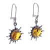 Pendientes sol de plata y ámbar de gancho hippie (2)