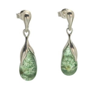 Pendientes largos de aventurina verde en plata 925