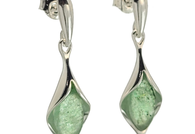 Pendientes lirios de de aventurina verde en plata 925