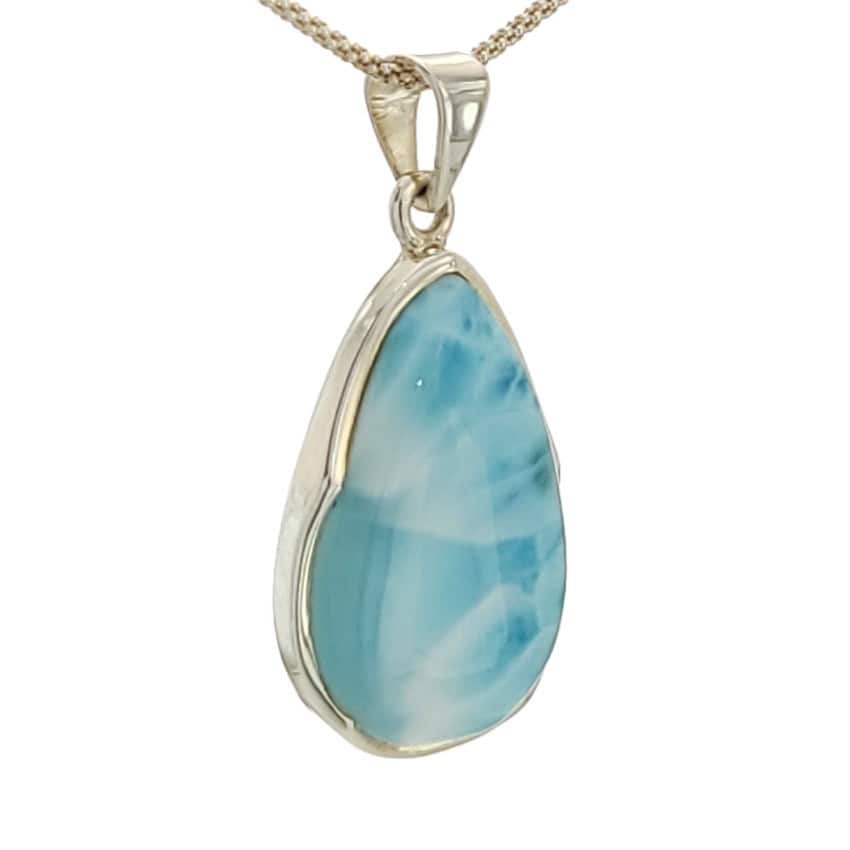 Colgante de plata 925 con lágrima de larimar de 26×17 mm (1) Colgante de plata 925 con lágrima de larimar de 26×17 mm (1)