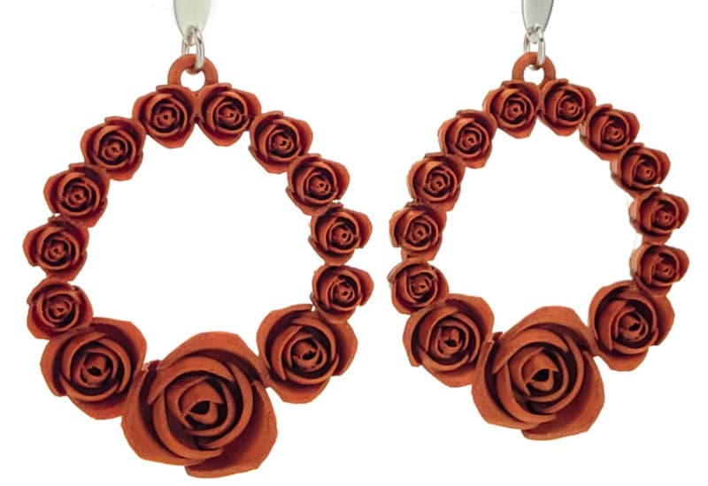 Pendientes flores color cobrizo