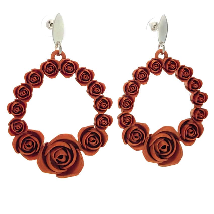 Pendientes flores color cobrizo Pendientes flores color cobrizo