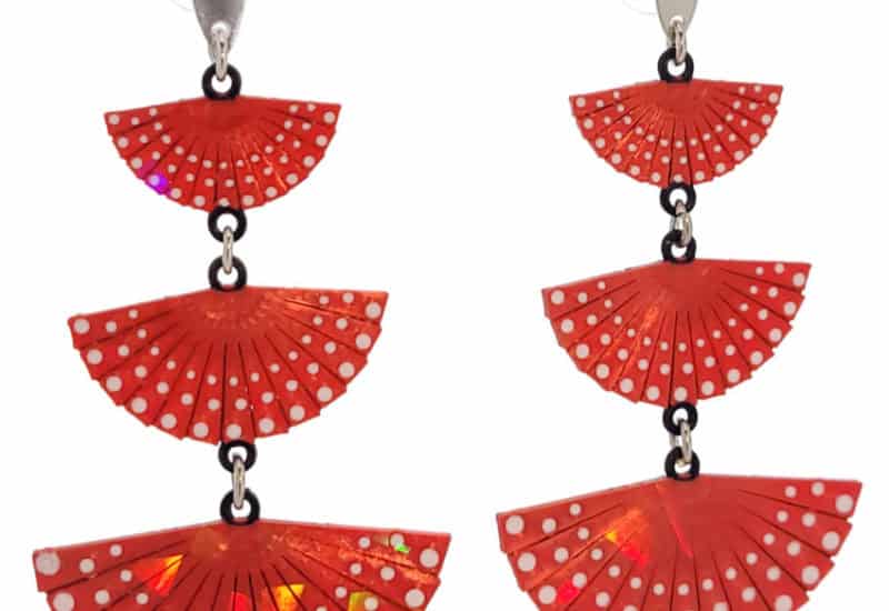 Grandes pendientes tres abanicos de 80×40 mm.