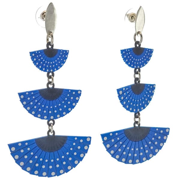 Pendientes tres abanicos azules (2)
