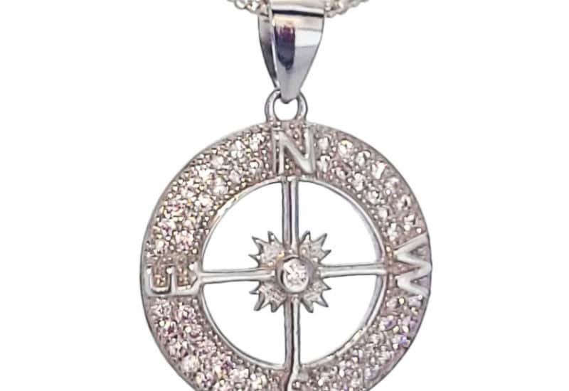 Colgante Brújula – Rosa de los Vientos con circonitas