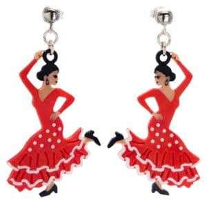 Pendientes flamenca - rojo con lunares blancos Pendientes flamenca - rojo con lunares blancos