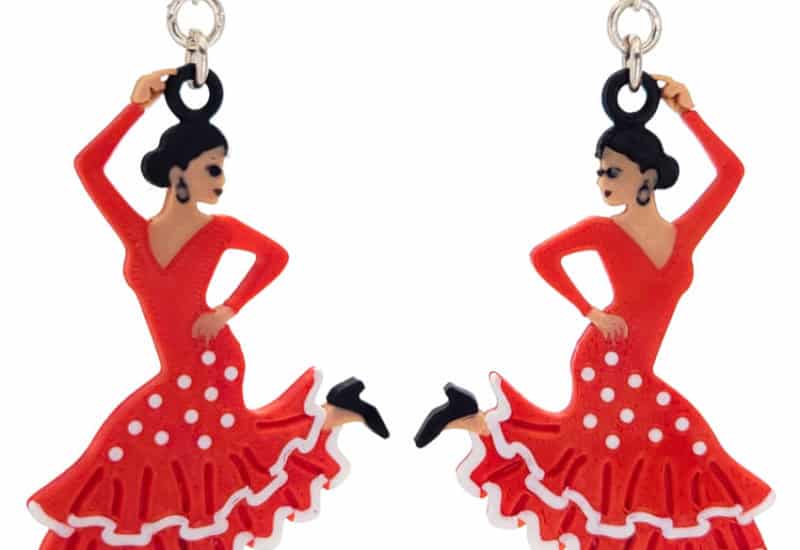 Pendientes flamenca – rojo con lunares blancos