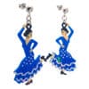 Pendientes flamenca – vestido azul de lunares y volantes blancos (1)