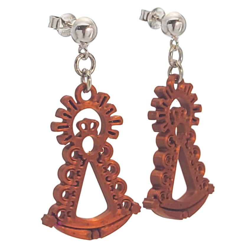 Pendientes silueta color cobre Virgen del Rocío con cierre de plata (1) Pendientes silueta color cobre Virgen del Rocío con cierre de plata (1)