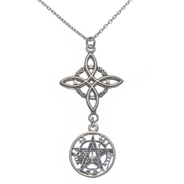 Collar gargantilla doble protección Tetragramatón y Nudo de Bruja (2)