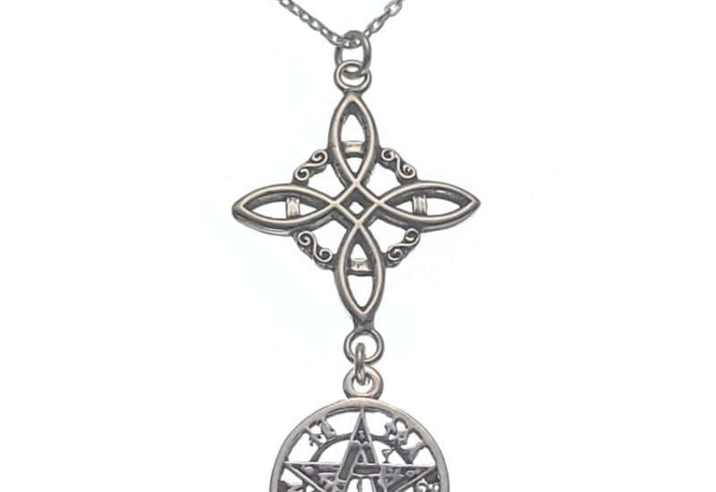 Gargantilla doble protección Tetragramatón y Nudo de Bruja